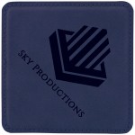 Square Coaster - Blue - Leatherette Custom Printed