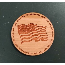 3.5" Waving American Flag Hardwood Coasters with Logo