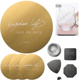 Smooth Super Thin Stainless Steel Coasters with Logo