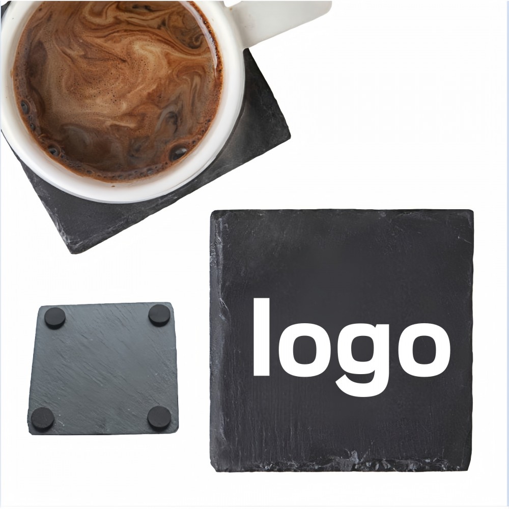 Logo Branded Custom Square Slate Coaster