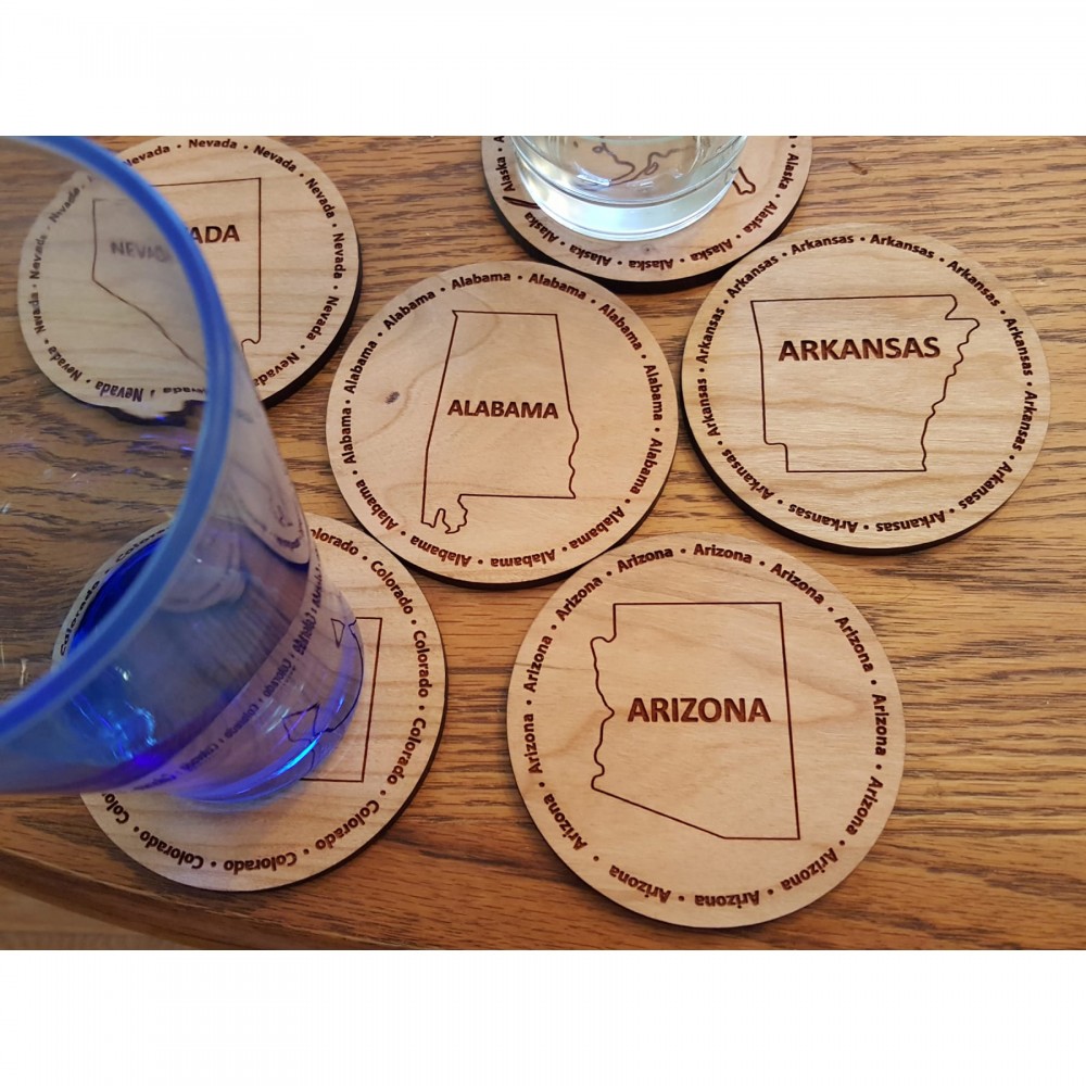 Hardwood State Coasters with Logo