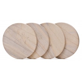 Personalized Natural Radiant Sandstone Round Coasters (Set of 4)