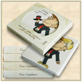 Custom Imprinted Two Square Coaster Box Set - Basic Print