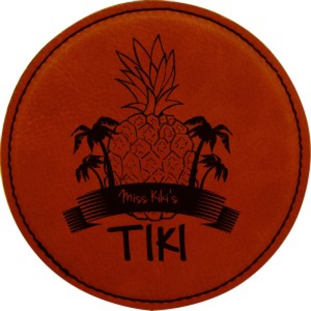 4" Round Rawhide Leatherette Coaster Custom Printed 4" Round Rawhide Leatherette Coaster Custom Printed