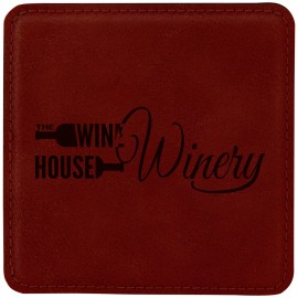 4" Leatherette Rose Coaster Custom Imprinted