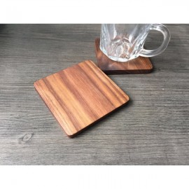 Natural Square Walnut Wood Coaster with Logo