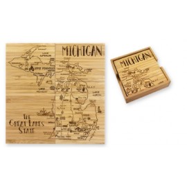 Michigan Puzzle Coaster Set with Logo