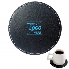 Round Faux Leather Coaster with Logo  Round Faux Leather Coaster with Logo