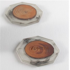Personalized Hexagon Epoxy Resin Coaster & Wood Coaster
