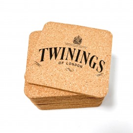 Square Cork Coaster  4" x 4" Screen Printed, 5mm with Logo