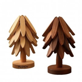 Personalized Custom Tree Shaped Bamboo Coasters W/ Trunk Base