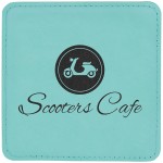 Customized Leatherette Square Coaster (Teal Green)