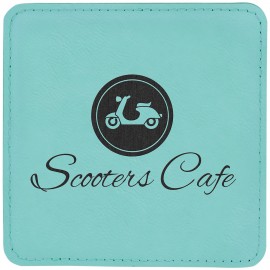 Customized Leatherette Square Coaster (Teal Green)  Customized Leatherette Square Coaster (Teal Green)