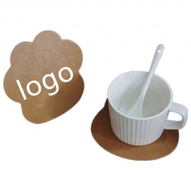 Custom Cute Paw Shaped Leather Cup Coaster