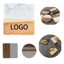 Personalized Wood Marble Coaster