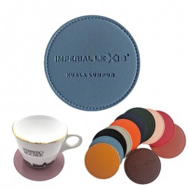 Customized 4" Round PU Leather Soft Drink Coaster MOQ100pcs