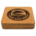 4" - Heavy Duty Premium Stitched Cork Coasters with Logo