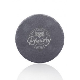 Minack Circle Slate Shape Coaster Logo Branded