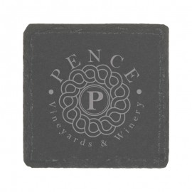 Natural Slate Stone Square Coaster with Logo