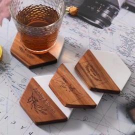 Promotional Hexagon Marble & Wood Coaster