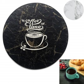 Marble Leather Round Coaster (Single) with Logo