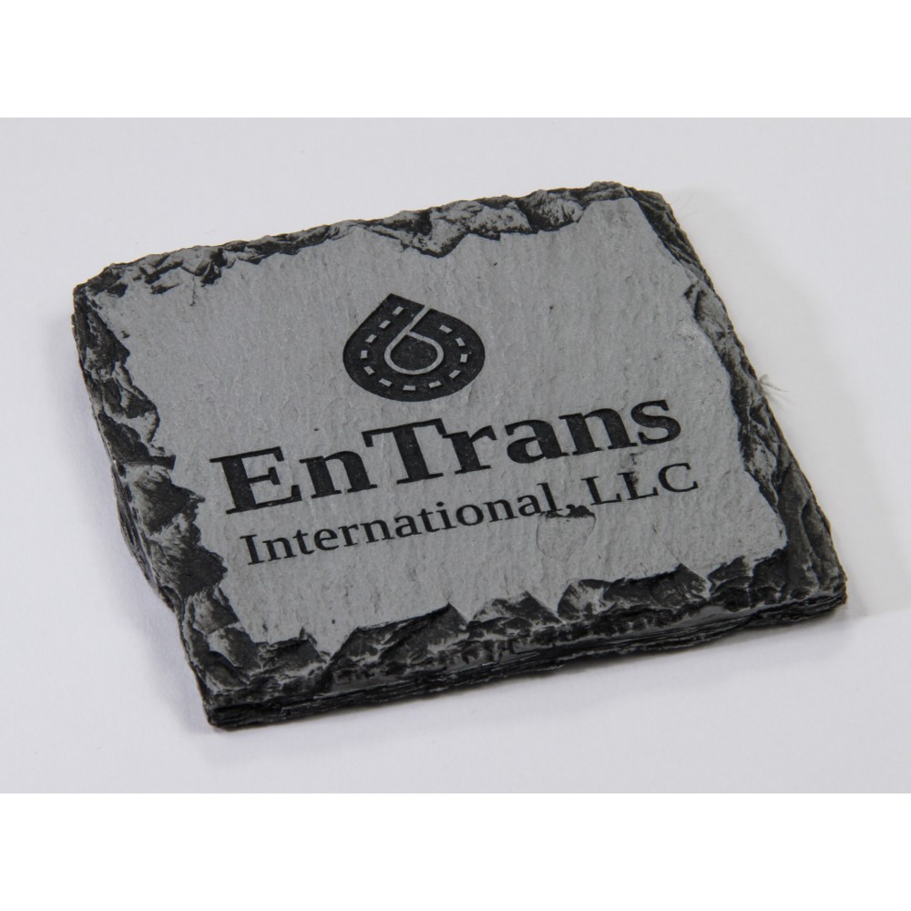 Promotional Square Slate-Texture Coaster w/Wash
