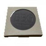 Set of 4 Black Leather Coasters w/ Natural Kraft Box Logo Branded
