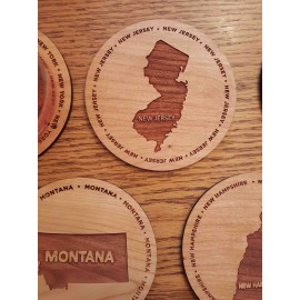3.5" - New Jersey Hardwood Coasters with Logo  3.5" - New Jersey Hardwood Coasters with Logo