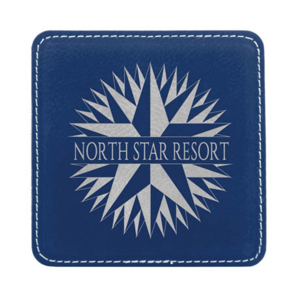 Leatherette Square Coaster with Logo