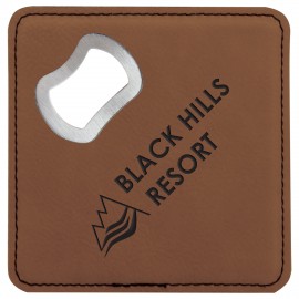 Custom Leatherette Bottle Opener Coaster, Dark Brown