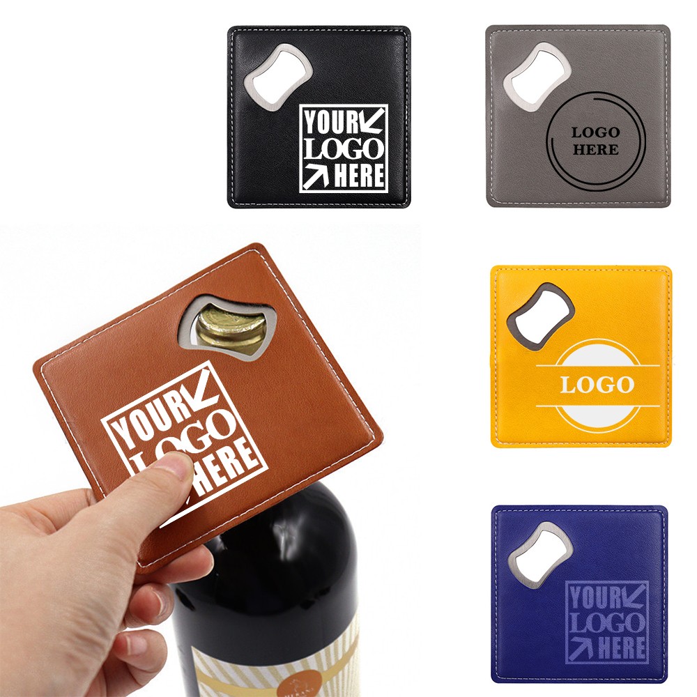 Beer Opener Leather Coasters with Logo