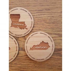Logo Branded Hardwood State Coasters
