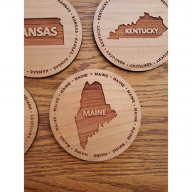 Promotional Hardwood State Coasters