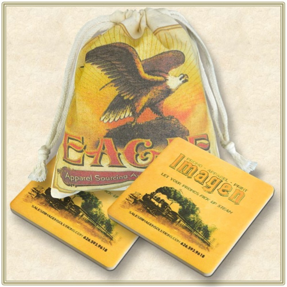 Logo Branded 2 Square Coaster Pouch Set (Full Bleed) - One side Logo Branded 2 Square Coaster Pouch Set (Full Bleed) - One side