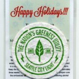 Round Premium Paper Coaster w/Embedded Wildflower Seed with Logo