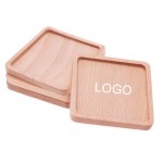 Square Wood Coasters with Groove with Logo