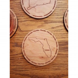 Logo Branded Hardwood State Coasters