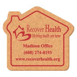 Logo Branded 4 1/2" X 5" House Shape Solid Cork Coasters