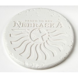 Round Travertine-Texture Coaster with Logo