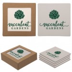 Square Absorbent Stone Coaster 4 Pack with Logo
