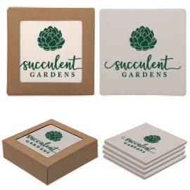 Promotional Square Absorbent Stone Coaster 4 Pack