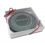 Round Etched Set of 2 Slate Coasters with Logo