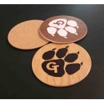 Logo Branded 3.5" Printed Promotional Thick Veneer Coasters with Cork Backing - USA-Made