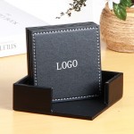 Logo Branded 6 Piece Custom Square Leather Coaster Cup Set