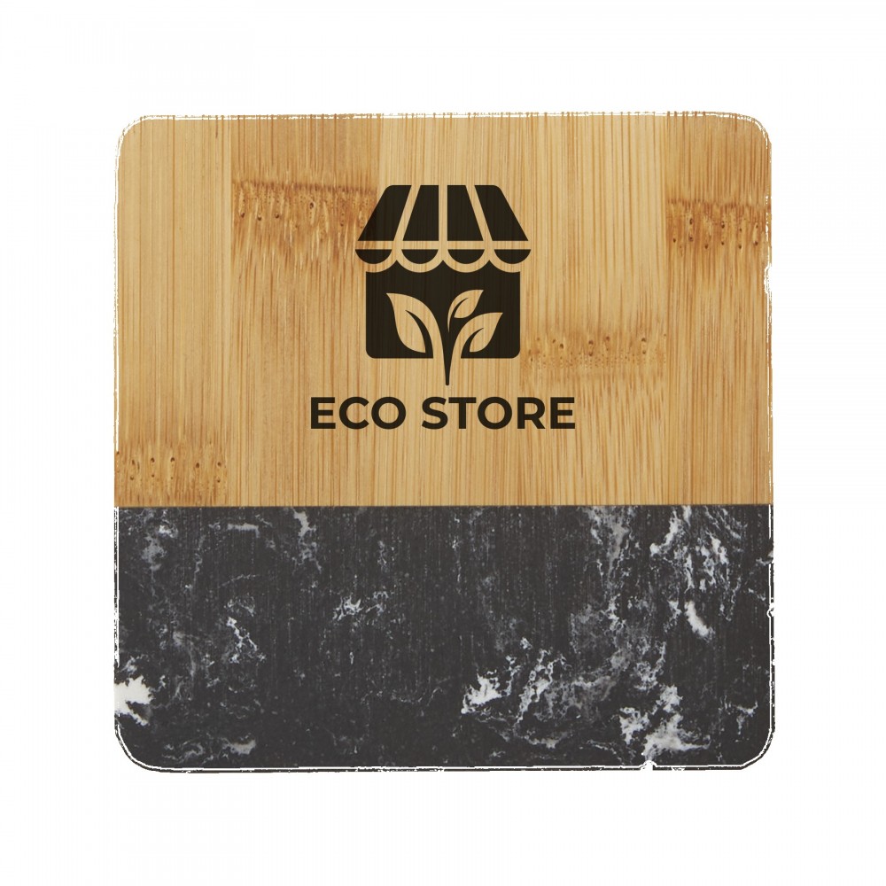 Bamboo and Marble Coaster with Logo