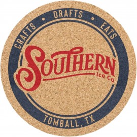 Cork Coaster - Custom Premium Print - 4" Round Medium 1/5" Thick with Logo