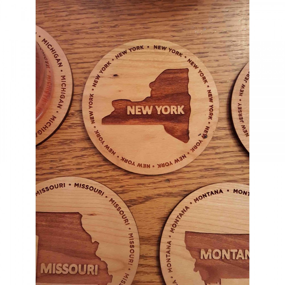 Promotional Hardwood State Coasters