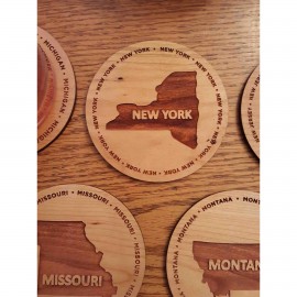 Promotional Hardwood State Coasters