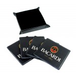 Custom Imprinted 4-Piece Leather Coaster Set