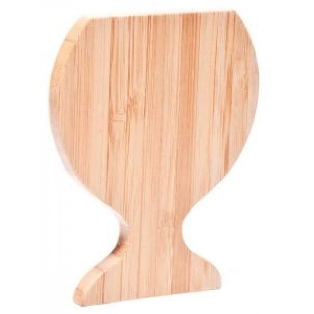 Promotional Wine Glass Shaped Bamboo Coaster